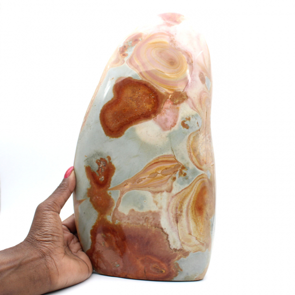 Grande pietra decorativa di diaspro levigato, minerale naturale, Madagascar