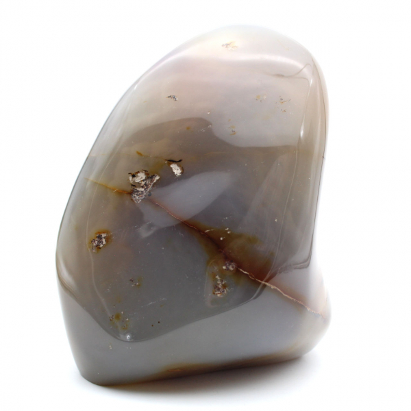 Corniola lucidata, grande ornamento minerale rosso-arancio, Madagascar