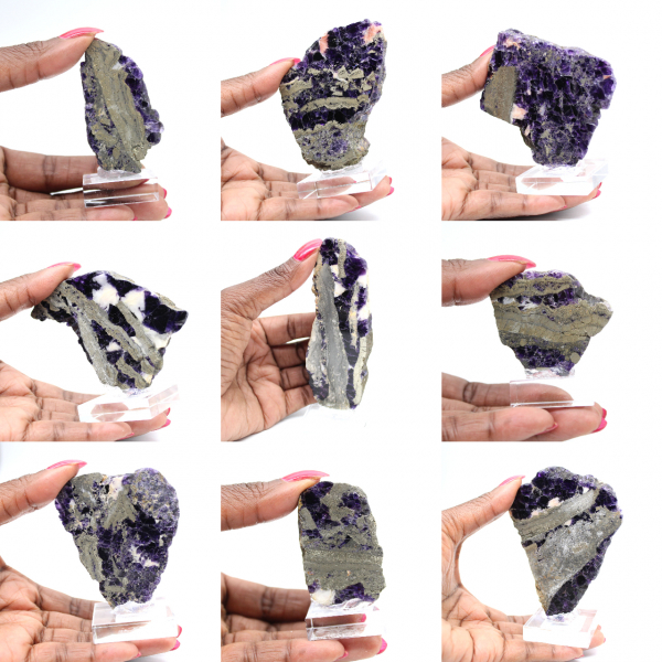 Fetta naturale di Fluorite Pirite ideale per collezione