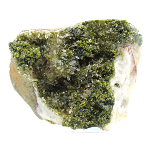 Cristalli di epidoto verde su matrice dal Marocco