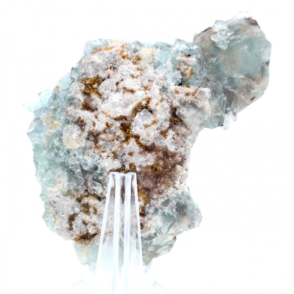 Esemplare di fluorite grezza: pietra verde del Marocco su roccia