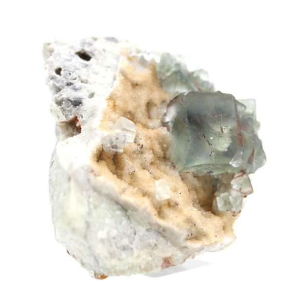 Minerale di fluorite verde: cristalli su matrice per decorazione