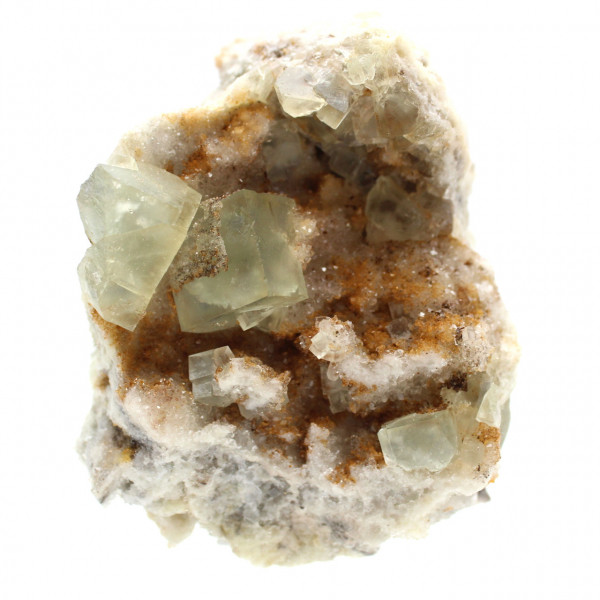 Fluorite grezza dal Marocco: grande cristallo verde su roccia ospite