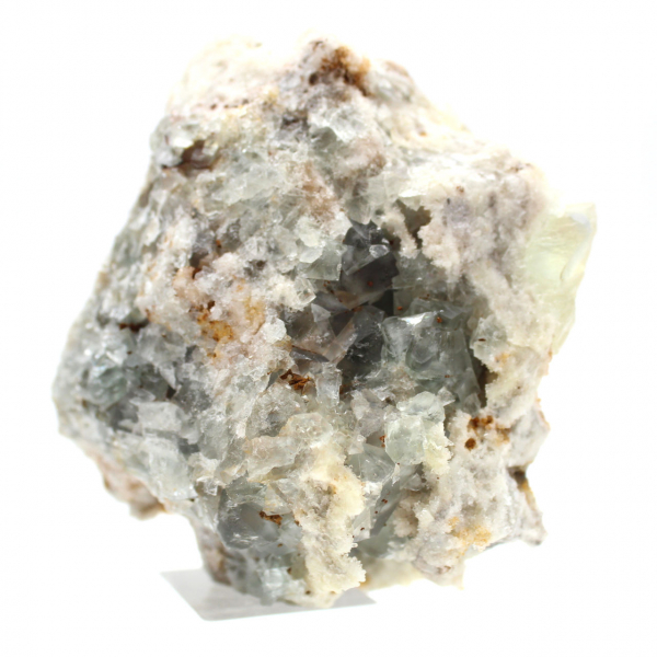 Fluorite grezza dal Marocco: grande cristallo verde su roccia ospite