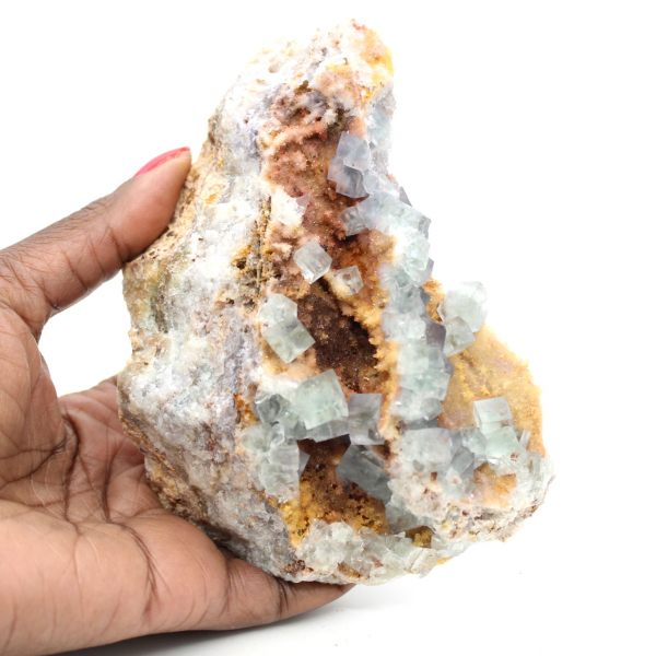 Roccia di fluorite verde: grande cristallo sulla sua matrice