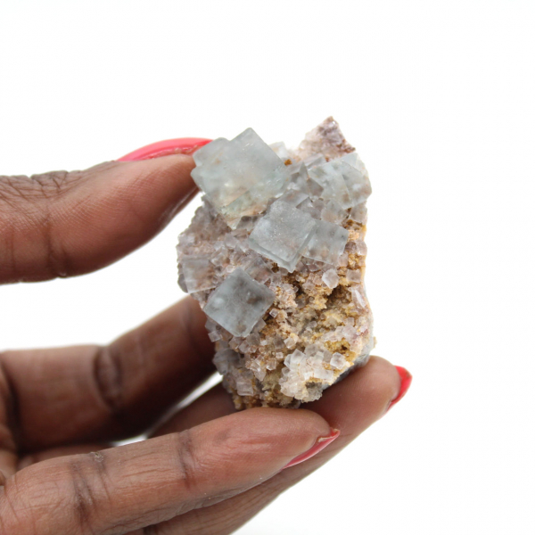 Mini fluorite grezza: pietra naturale del Marocco su matrice