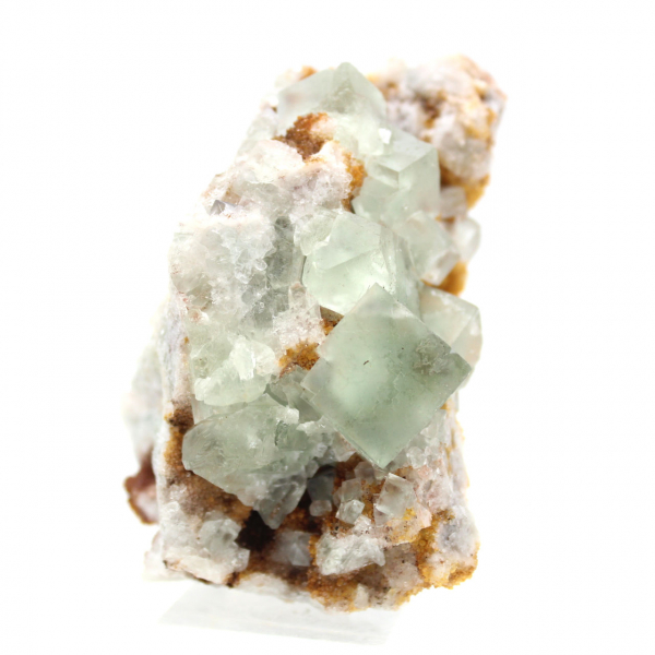 Fluorite verde grezza: piccolo cristallo sulla sua matrice, Marocco