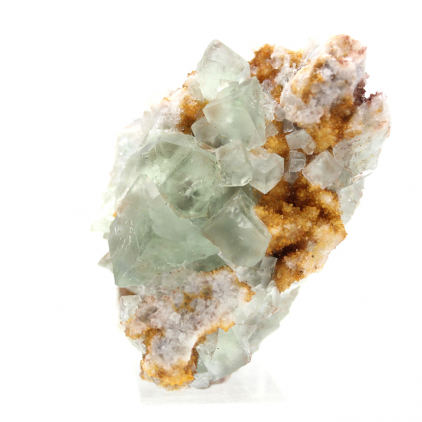 Fluorite verde grezza: piccolo cristallo sulla sua matrice, Marocco