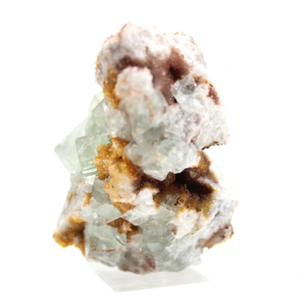 Fluorite verde grezza: piccolo cristallo sulla sua matrice, Marocco