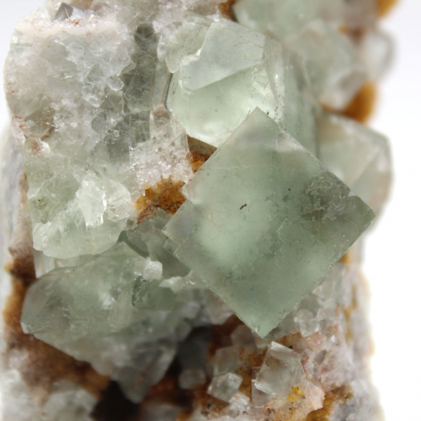 Fluorite verde grezza: piccolo cristallo sulla sua matrice, Marocco
