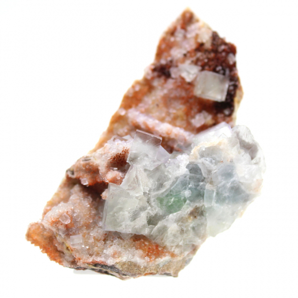 Pietra di fluorite marocchina: cristalli verdi su roccia