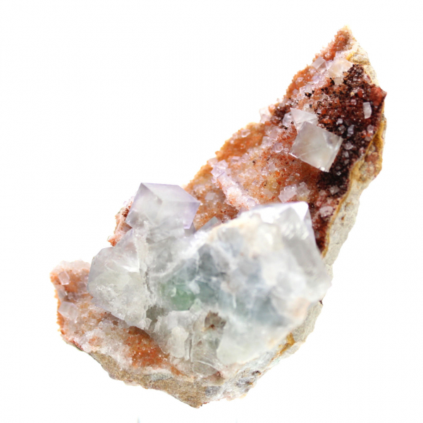 Pietra di fluorite marocchina: cristalli verdi su roccia