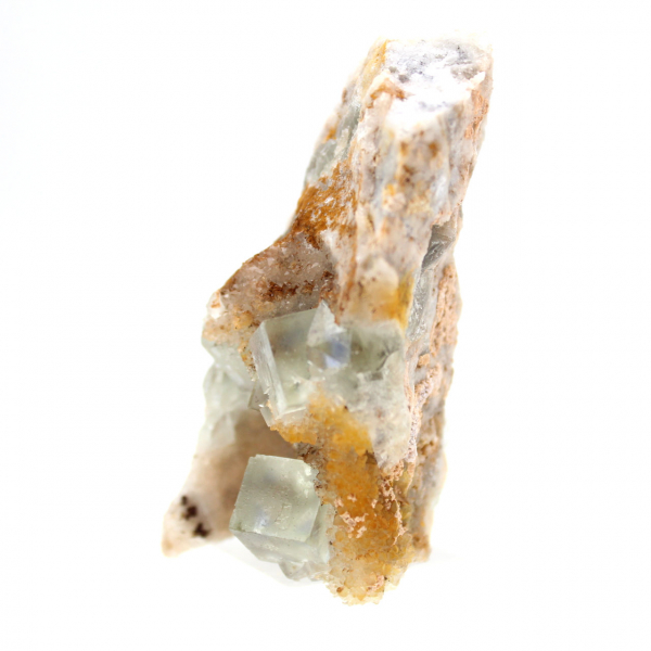 Pietra di fluorite naturale: cristalli verdi su matrice, Marocco