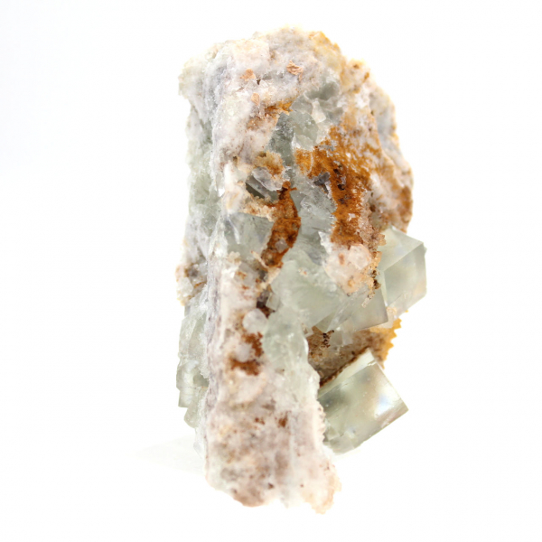 Pietra di fluorite naturale: cristalli verdi su matrice, Marocco