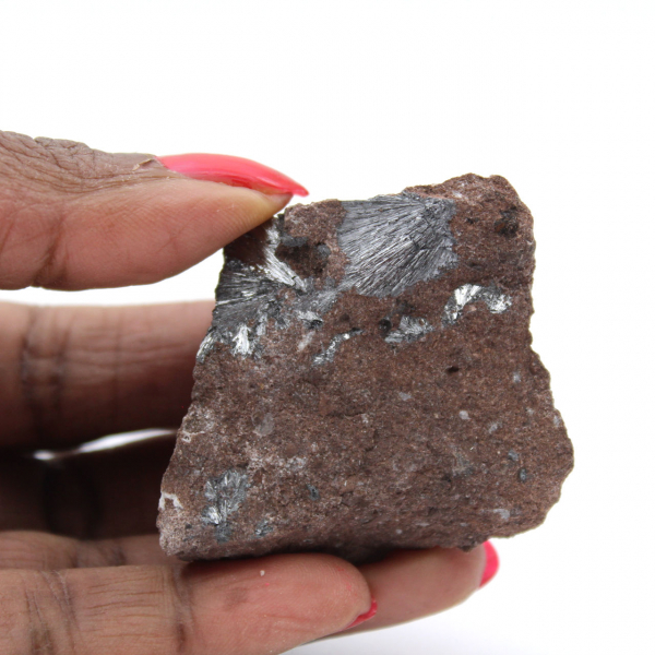 Microcampione di pirolusite, roccia naturale