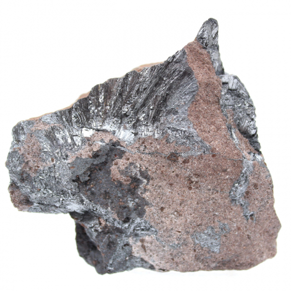 Cristalli di pirolusite su matrice, campione estetico