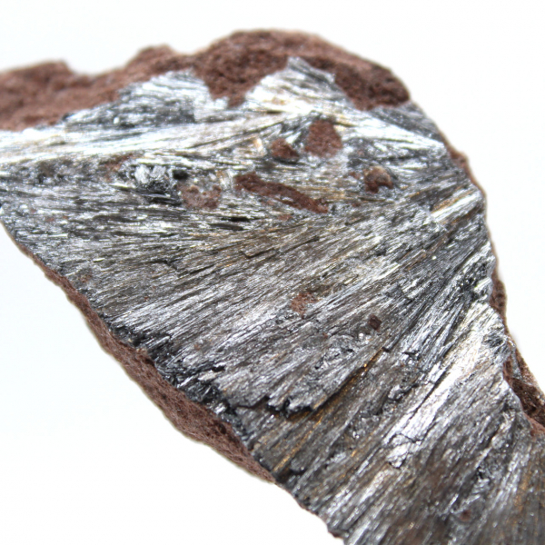 Pirolusite, sottile campione di cristallo dal Marocco