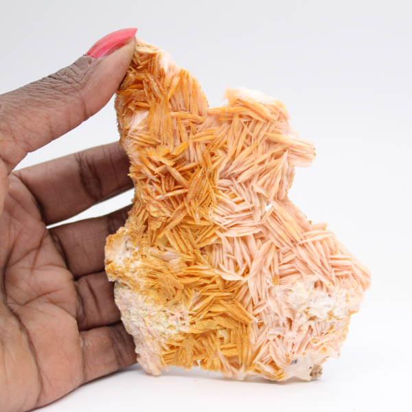 Barite arancione marocchina con cristalli chiari