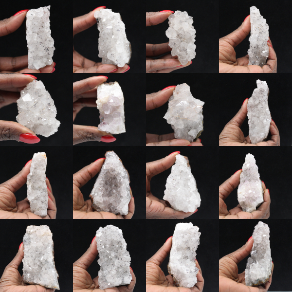 Quarzo grezzo dal Marocco, cristalli con inclusioni di goethite