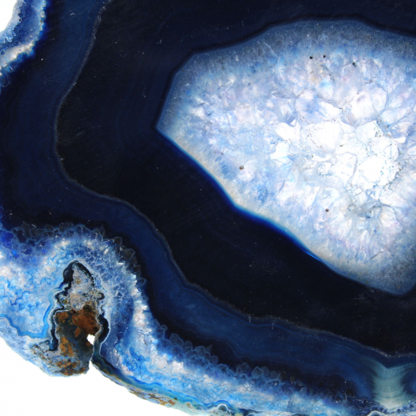 Fetta di agata blu brasiliana per collezione scientifica