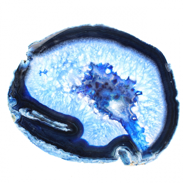 Fetta lucida di agata blu per vetrina mineralogica