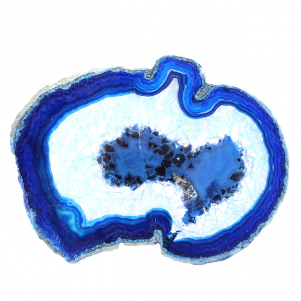 Fette di agata blu lucidate per decorazione scientifica