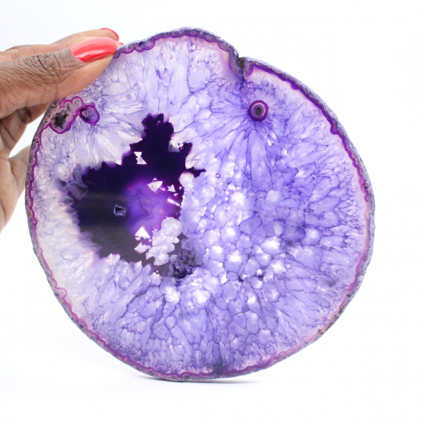 Fetta di agata brasiliana massiccia, sfumature di viola