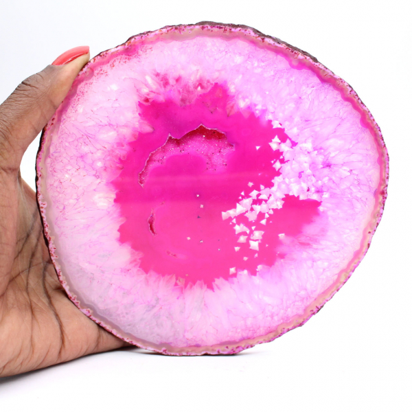 Agata naturale tagliata tinta rosa