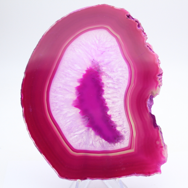 Fetta di agata naturale tinta rosa