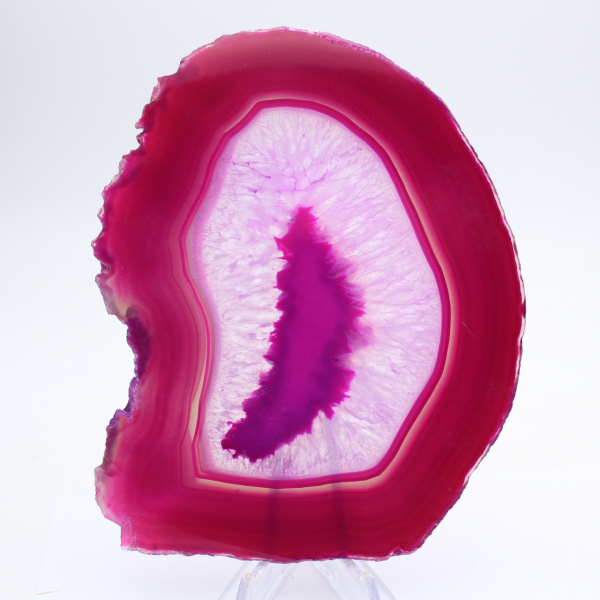Fetta di agata naturale tinta rosa