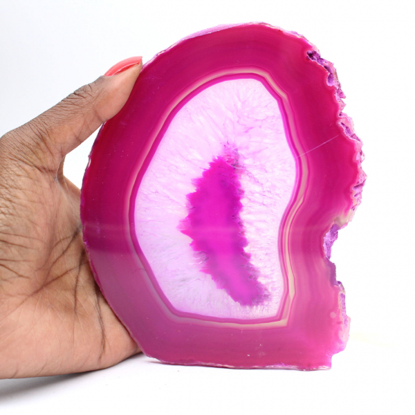 Fetta di agata naturale tinta rosa