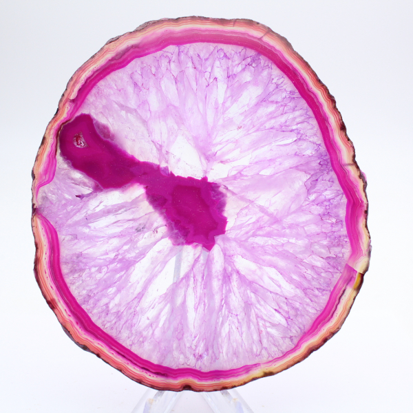 Fetta di agata naturale tinta di rosa