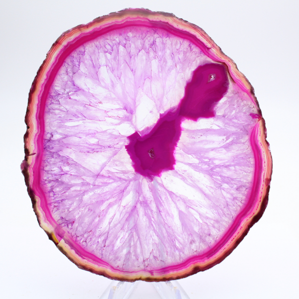 Fetta di agata naturale tinta di rosa