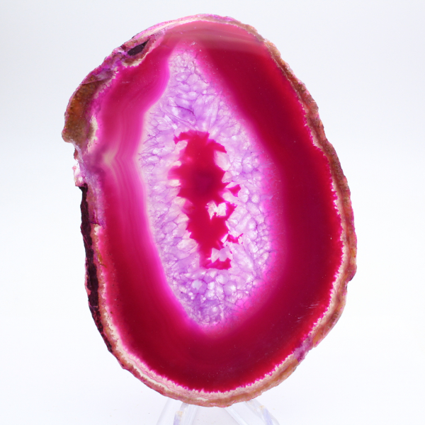 Fetta lucida di agata rosa tinta