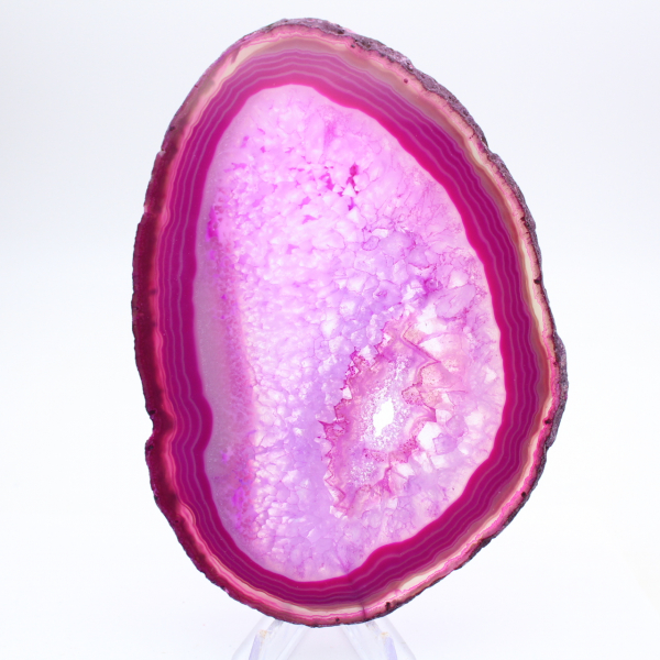 Fetta decorativa di agata rosa tinta