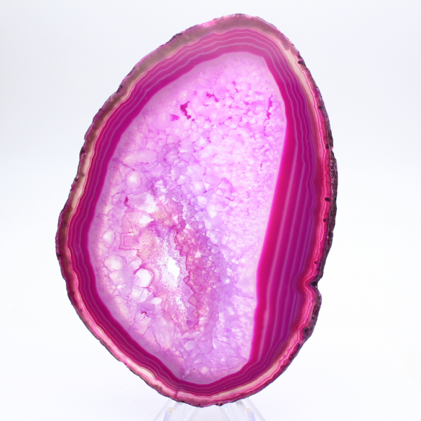 Fetta decorativa di agata rosa tinta