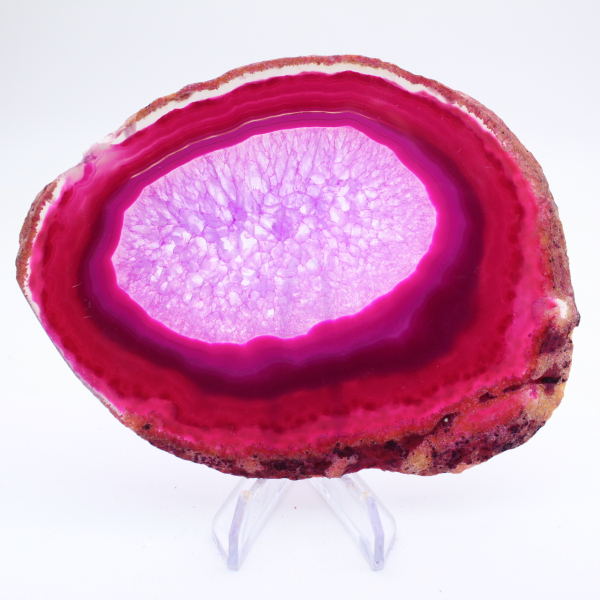 Fetta decorativa di agata rosa tinta