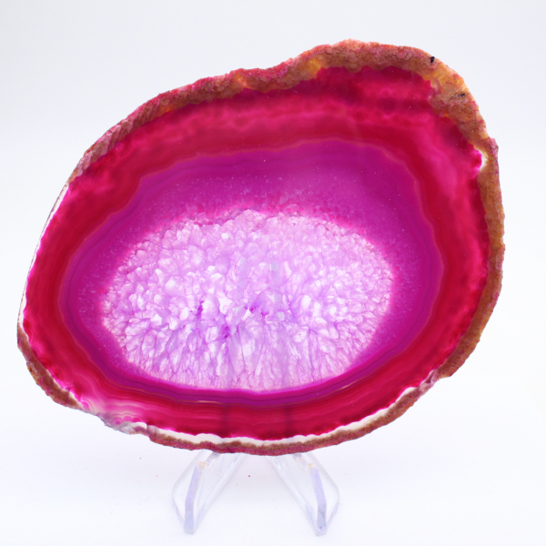 Fetta decorativa di agata rosa tinta