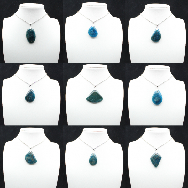 Ciondolo in apatite blu del Madagascar - Pietra naturale