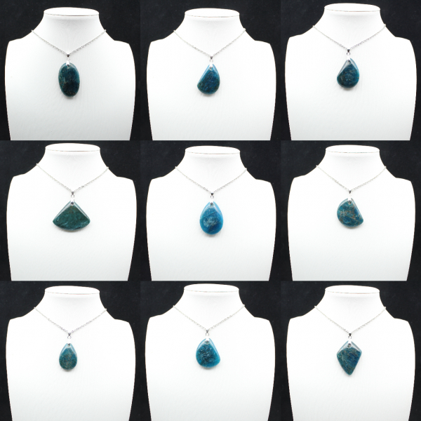 Ciondolo in apatite blu del Madagascar - Pietra naturale