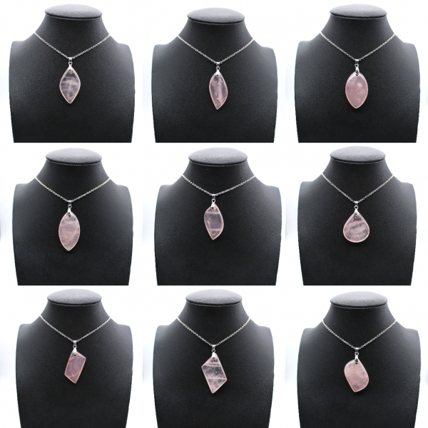 Ciondolo foglia di quarzo rosa