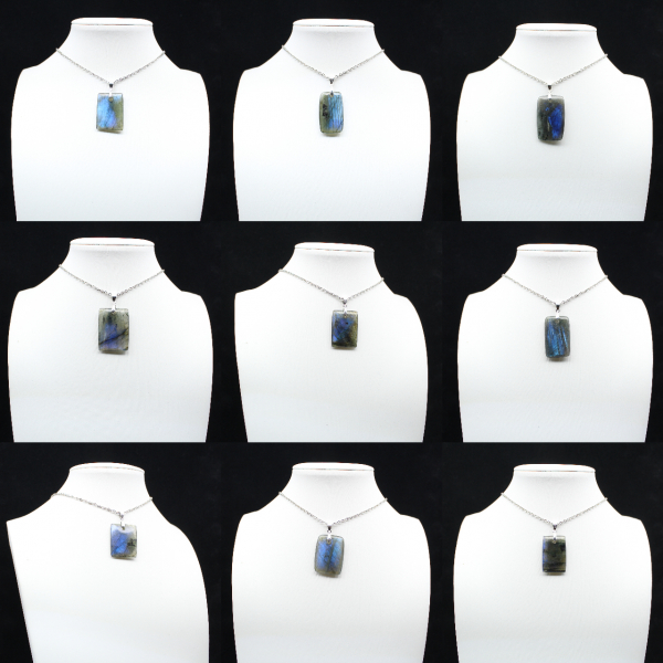 Pendente rettangolare in labradorite
