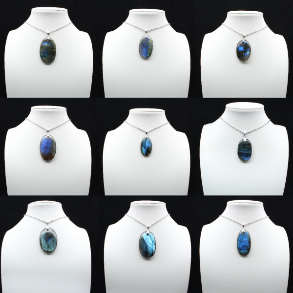 Ciondolo ovale in labradorite