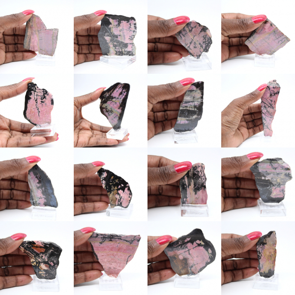 Fetta di Rodonite lucidata di qualità per decorazione