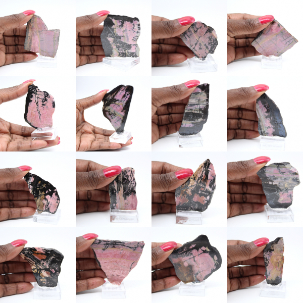 Fetta di Rodonite lucidata di qualità per decorazione