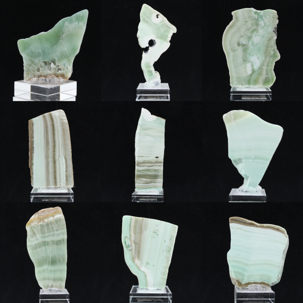 Fetta di pietra di Aragonite verde naturale