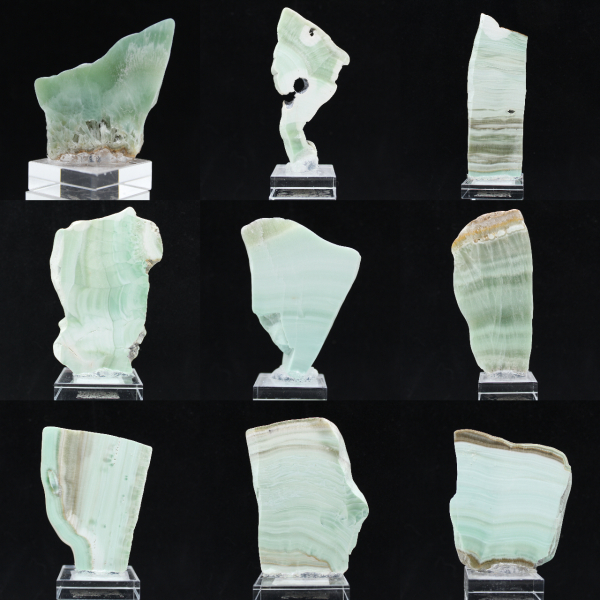 Fetta di pietra di Aragonite verde naturale