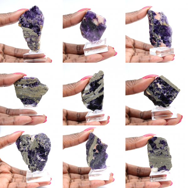 Fetta naturale di Fluorite Pirite ideale per collezione