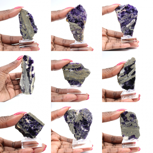 Fetta naturale di Fluorite Pirite ideale per collezione