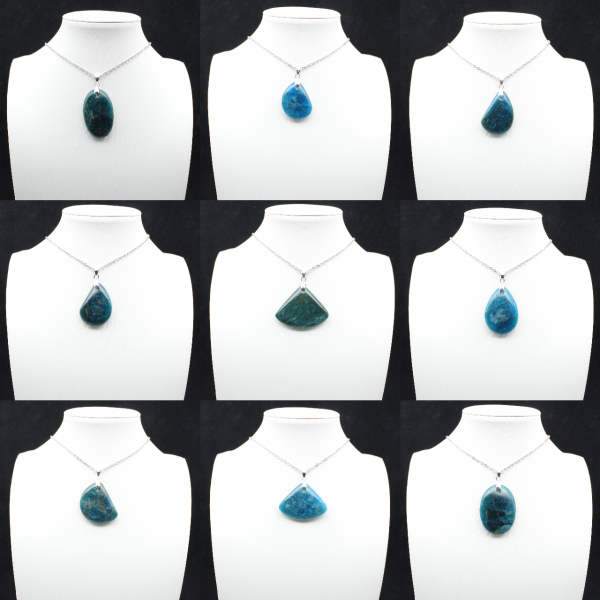 Ciondolo in apatite blu del Madagascar - Pietra naturale